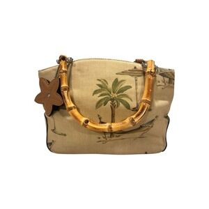 RELIC Purse Canvas Bamboo Handles Palm Tree Hammock Retro Hipster